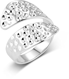 ALEXCRAFT Anillo Chunky Mujer Plata 925, Anillos de Abierto Ajustable Apilable, Anillos de Gota de Agua, Grueso, Hipoalergénico, Acero, Anillo Amistad, para Mujeres Hombres