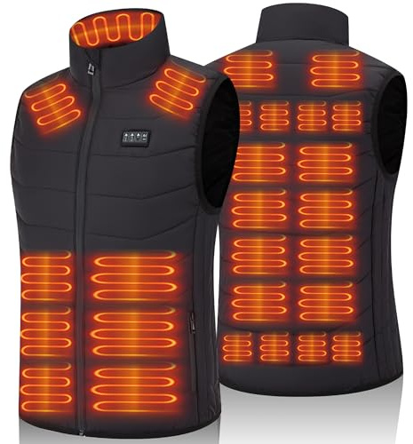 Heated Gilet for Men and Women – 5V/7.4V Power Support, Heated Body Warmer with 26 Heating Pads, Independent Switches – Lightweight for Riding, Hunting, or Warehouse Work(Battery Not Included)