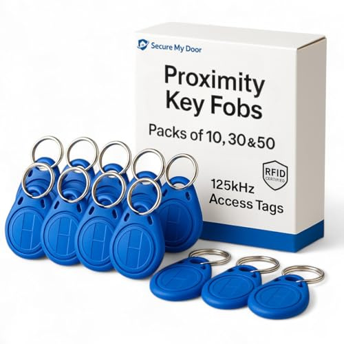 SecureMyDoor RFID Proximity Fobs, Blue, 125kHz, (20) | Token, Tag, Card Key, Ideal for Digital Keypad, Proximity Reader, Door Entry Access Control Security System