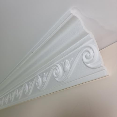 Premium GH41 Ceiling Coving Size 55x135mm | Decorative Georgian Cornice | Easy Install Crown Moulding 18 M | Paint-Ready Polystyrene Cornice | Waterproof Kitchen Bedroom Living Room | 9 Lengths