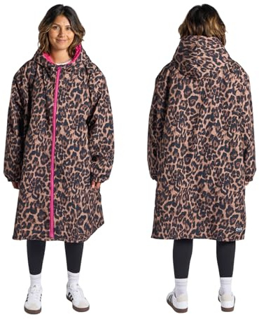 OHS Women's Rain Jacket, Stylish Leopard Print Lightweight Waterproof Jacket with Hood Breathable Packable Ladies Rain Coat Windbreaker Outdoor Coat with Pockets, Pink, S/M