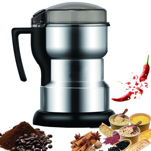 Macina Caffè & Spezie Elettrico – Macinacaffè In Acciaio Inossidabile 400W Ad Alta Velocità Per Chicchi Di Caffè, Noci, Erbe, Spezie, Pepe, Cannella – Sicuro, Portatile Per Casa & Viaggio