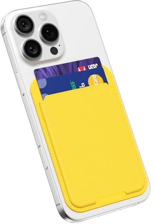 oakxco Phone Pocket Stick On, Matte Secure Phone Card Holder Plastic, Slim Thin Adhesive Card Holder Sleeve ID Credit Card, Compatible with iPhone Samsung Pixel, Yellow