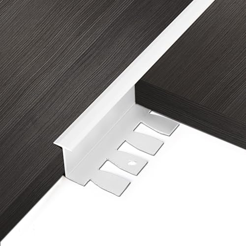 Profilo di Transizione a T in Alluminio Striscia di Giunzione Profilo di Chiusura per Bordi di Piastrelle, Impermeabile e Resistente, per gap di connessione Pavime(Bianco,W2.93*L270cm(3 * 90cm))