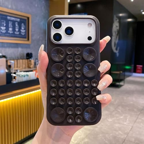 FIFTHAVE Custodia per iPhone 16 Pro Max con ventosa, custodia in silicone per iPhone 16 Pro Max Case supporto a ventosa morbido TPU antiurto ultra sottile bumper cover caffè
