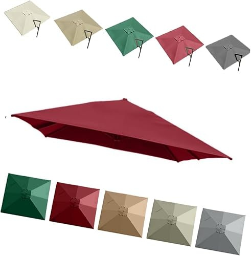 Telo di Ricambio per Ombrellone A Braccio Quadrato 3x3 M, Telo Decentrato 8 Stecche Patio, Copertura Parasole Anti-UV Giardino E Piscina, Resistente da Esterno. Burgundy 3m (10') Single Top