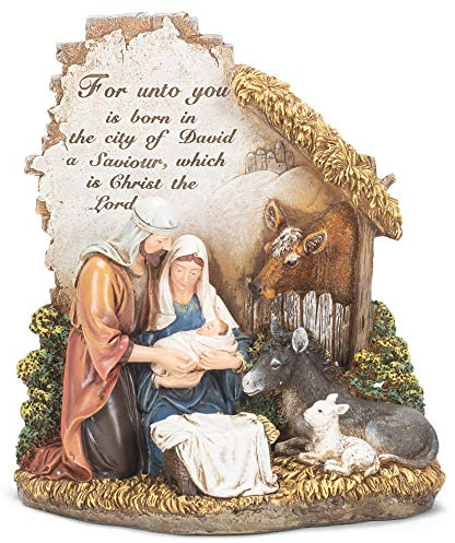 Napco Imports Unto You a Savior is Born 10 inch Resin Nativity Scene Sculpture Figurine