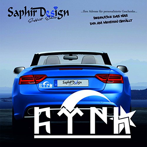 Saphir Design Göktürkce TÜRK yazi 2 / AyYildiz/Türkiye/Sehr Coole Autoaufkleber / 17x8cm / A141 Farbe Weiss