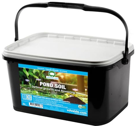S VD VELDE WATERPLANTEN vdvelde.com - Bio Teich Erde 5 Liter - Hochwertig Pflanzerde mit Dünger - Teicherde Für Sumpflanzen und Teichpflanzen - Blumenerde mit Nährstoffversorgung für 10 Woche