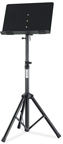 Classic Cantabile OST-350 2-in-1 Notenpult - als Notenständer und als Tischpult oder Buchständer verwendbar - Orchesterpult mit geschlossener Notenablage aus Stahl - Leseständer aus Metall - schwarz
