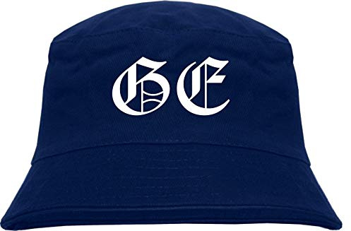 sostex GE Fischerhut - Dunkelblau - Altdeutsch - Bedruckt - Bucket Hat Anglerhut Hut - Gelsenkirchen