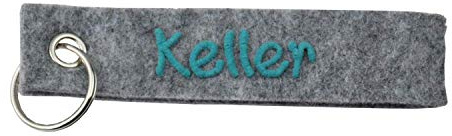 Schlüsselanhänger grau aus Filz Spruch Keller personalisiert - Geschenk mit Wunschbeschriftung - Filzband mit Name