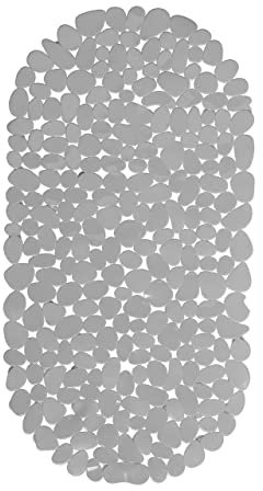 Relaxdays Tappetino Antiscivolo per Vasca da Bagno, Tappeto, con Ventose, Lavabile, Dimensioni LxP: 36 x 68 cm, Grigio