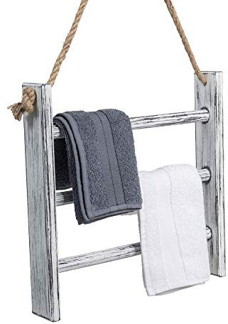 Rustikal Handtuchhalter für Bad | Badezimmer Handtuchhalter minimalistisches Design | Handtuchstange ohne Bohren aus natürlichem Holz | 100% ECO | Made in EU (Handtuchhalter Juteseil)