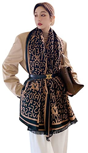 iCuviy Große Pashmina-Schals und Wraps für Frauen, extra lang, weich, Kaschmir-Gefühl, Überwurf für Damen, Herbstschals, Schals und Wraps für Hochzeit, Brown, Large