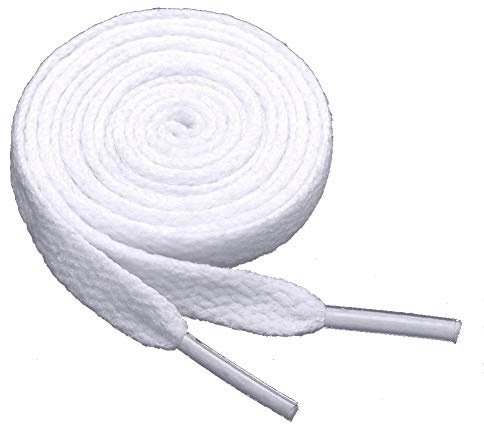 Sechunk Lot de 2 paires de lacets plats 29 couleurs 12 longueurs pour chaussures de sport, blanc, 90cm