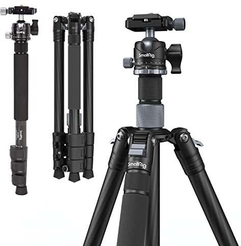 SMALLRIG 62 Carbon Fiber Camera Tripod, AP-20 Lightweight Travel Tripod Monopod with Center Column, 360°Ball Head, Quick Release Plate for Arca-Swiss, Load up to 26.5 lbs/12 kg - 4059