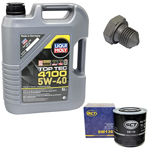 Motoröl Set Top Tec 4100 5W-40 5 Liter + Ölfilter SM136 + Ölablassschraube 03272