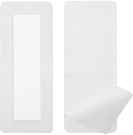 Adhesive Island Wound Dressings Knee Replacement Surgery Breathable Bordered Gauze Large Bandage Patches with Non-Stick Pad for Hip Surgery Abdominal Back Incision 4x10 (Pack of 10)