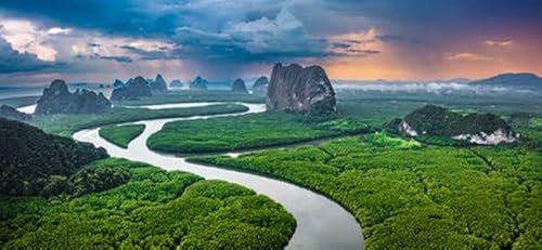 adrium Acryl-Bild 150 x 70 cm: Luftaufnahme der Bucht von Phang NGA, Thailand (193371100)