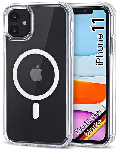 JProtect für iPhone 11 Hülle für Magsafe (TOP Schutz & Magnetkraft) Magnetische Handyhülle Transparent für iPhone 11 - Hülle Magnet für MagSafe Zubehör Case Stoßfest