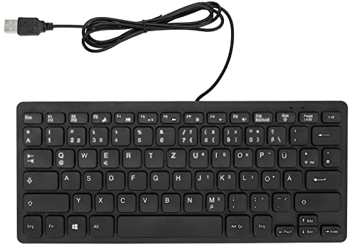 Focket USB Tastatur mit Kabel, 78 Tasten, Sprachtastatur mit Russischer Tastatur, Deutscher Tastatur, Französischer Tastatur, Ultraschlanke USB Tastatur für PC, Computer, Desktop (Deutsch)
