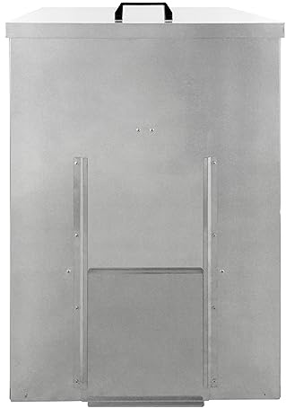 Coal Storage Bunker 150kg 300L Galvanised Steel Raised Metal Base Strengthening Bar Baffle Plate Waterproof Rust & Rodent Proof Wood Fire Sliding Door Hinged Lid Handle FREE Coal Shovel