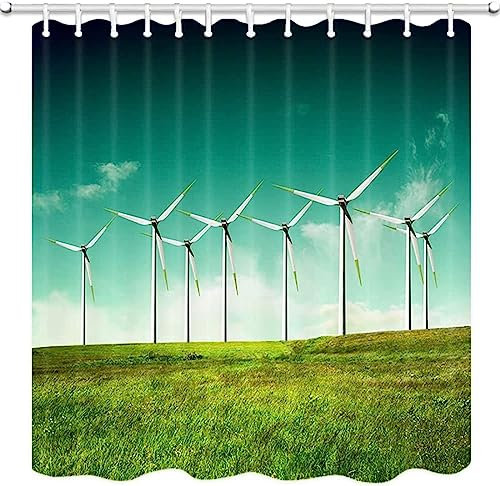 Cortina de Ducha 200x240 Molino de Viento Cortina Ducha Antimoho 3D Diseño Cortina Baño Molino Eléctrico Tela Impermeable y Lavables Cortinas Bañera para Habitación Húmeda A1973