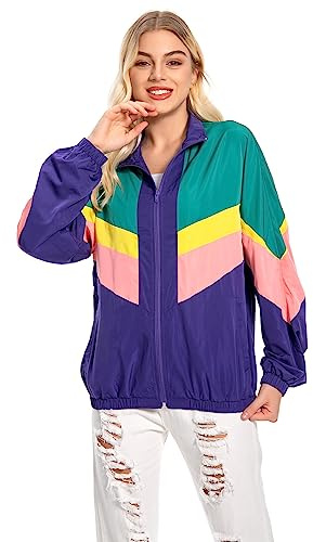 80/90er Retro Trainingsjacke Damen Disco Hip Hop Mottoparty Karneval Outfit