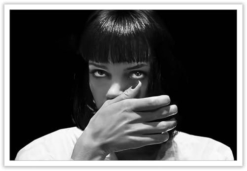 AWTJIS Lustiges Schwarz-Weiß-Poster zu Pulp Fiction Komödie mit Uma Thurman - Moderne Wanddekoration für Schlafzimmer - 40 x 60 cm - Ohne Rahmen