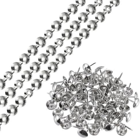 QUARKZMAN 3 Stück Polsternägel, Polster Reißzwecken, Vintage Polsterung Nägel, Heftzwecken zum Dekorieren von Sofas, Türen und Anderen Möbeln - 5M x 11mm（L x W) Silber