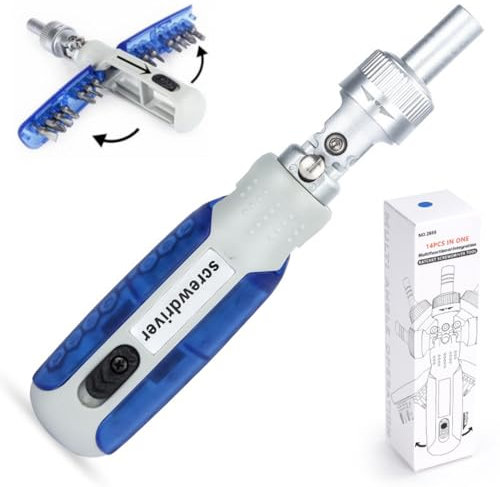 Antesen 14 in 1 Multi Tool Set - Magnetic Ratchet Screwdriver with Adjustable Angle, Ideal for DIY Home Repair and Father's Gift