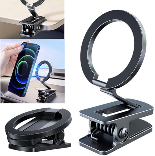 AZURAOKEY Support de téléphone magnétique 2 en 1 avec pince, pour téléphones Magsafe et universels, support de téléphone mains libres pour avion