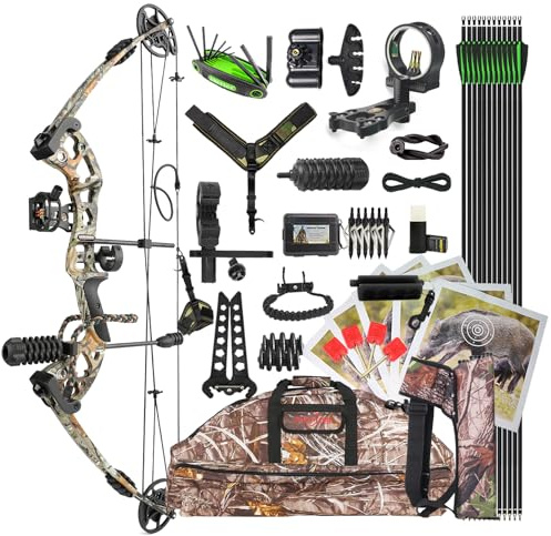surwolf Compound bågesats 30~55LBS Justerbar Bågskytte Båge och Pil Set Jaktbåge Skytte Båge vänster/höger för bågskytte utomhus (camo, höger)