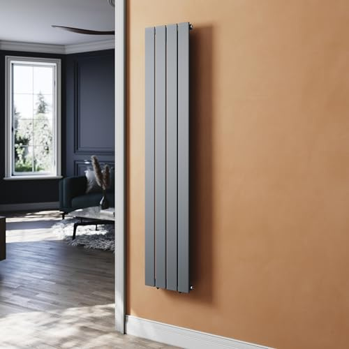 SUNXURY Heizkörper Flachheizkörper Anthrazit 1600 x 311 mm Heizkörper für Badezimmer Vertikal Design Einlagig Paneelheizkörper Badheizkörper Mittelanschluss