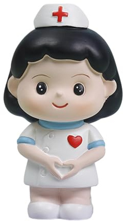 perfk Statua dell'infermiera Angelo in Statuetta Bianca Regalo della Settimana dell'infermiera Topper per Torta con Scultura in Resina da Collezione per, Dito dell'amore