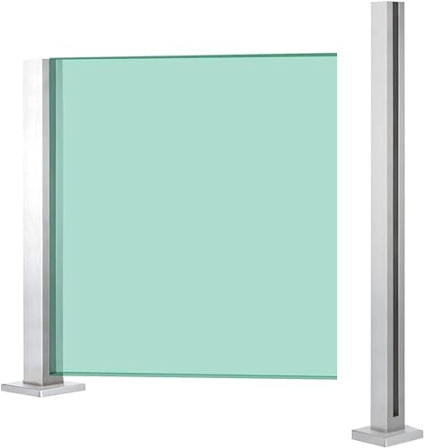 Geländer Glas Balkongeländer Geländerpfosten 65cm - 105cm Edelstahl Quadratisch Glasgeländer Langlebige Glasgeländerklemme Für Balkonterrasse Außenpool Terrassen(Color:End Post,Size:65cm)