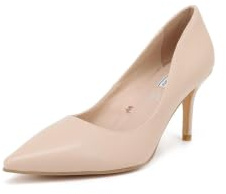 QUEEN HELENA Zapatos de tacón bajo Zapatos de tacón alto con punta cerrada elegantes para mujer S1999, Nude, 39 EU