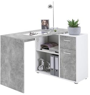 möbelando Schreibtisch >Albrecht 1< in Beton LA-weiß - 83x74x117cm (BxHxT)