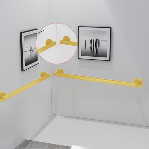 Whnoorher Treppenhandlauf aus Metall, Moderne Handläufe für Treppen im Außen- und Innenbereich, Treppengeländerhalterungen, Wandhalterung aus goldenem Metall und Schmiedeeisen(100cm)