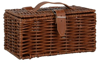 UNUS Cykelkorg fram i pilmönster brun, 11 x 22 x 13 cm, med spänne och handtag, väderbeständig, hållbar, perfekt för stadscykel, damcyklar och cykelturer