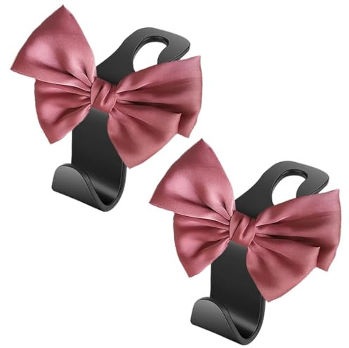luchike Rosa Schleife Auto Geldbörse Haken Auto Tasche Haken 2 Pack Autositz Zurück Aufbewahrungshaken Auto Haken für Geldbörsen und Taschen Niedlicher Handtaschenhaken