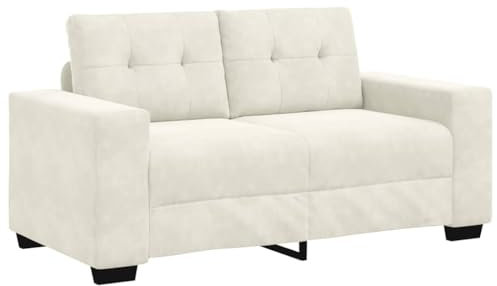 vidaXL | Zweisitzer-Sofa | mit Kissen Creme Samt