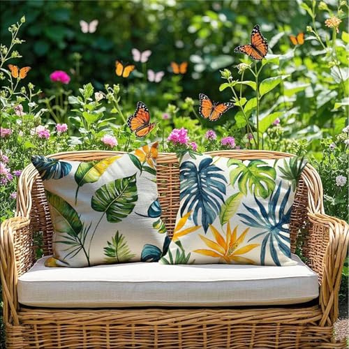 Cuscini da Esterno Impermeabili 50x50cm Blu Cuscini per Divano Impermeabili Velluto Stampa Fronte Retro Decorazioni Casa Pianta Cuscino per Panca da Esterno Giardino Patio Divano Letto Fodera RG-500