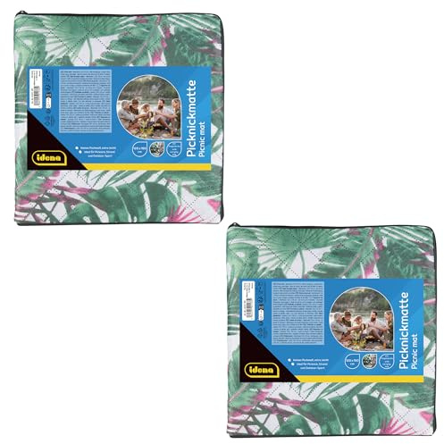 Idena 90369 - Couvertures de Pique-Nique, 2 pièces, chacune mesurant env. 120 x 150 cm, pour 2-4 Personnes, Couverture de Camping légère en Polyester avec Sangle et Poche