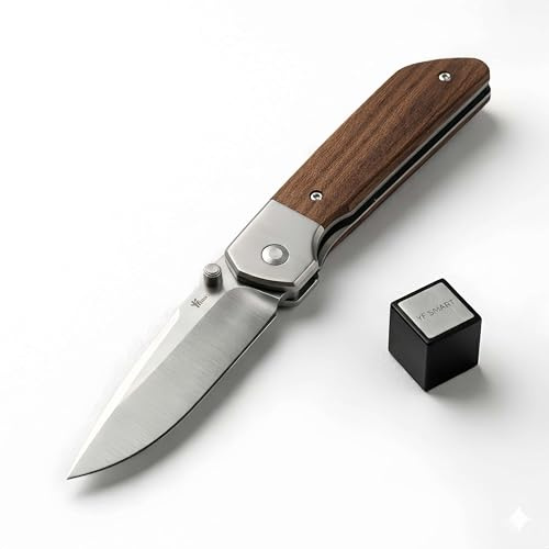 YF SMART L'outil de poche, doté d'une lame en acier D2 et d'un manche en bois, est idéal pour le camping, la randonnée, la préparation des repas et un usage quotidien. (Petit)