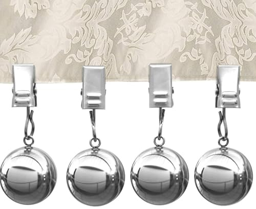 HORREX 4 Pièce Attache Nappe de Table Exterieur Acier Inoxydable Poids Nappe Anti Vent Lourds Clips Fixation Pince Cuisine pour Rideaux Table de Pique Nique en Plein Air Drapeaux