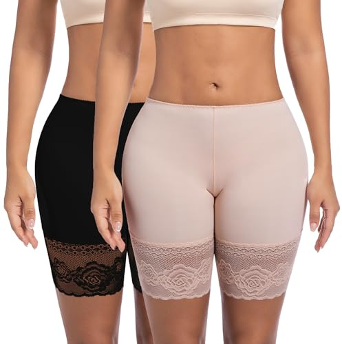 ONEW Underbyxor, dam, underkjol, korta byxor, anti-skrubbning, cykelbyxor för klänning, anti-chafing, spets, shorts, andas, trosor, underkläder