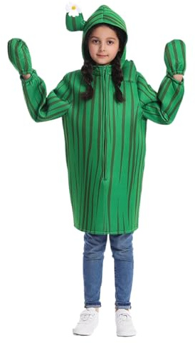 Kreeqe Leuchtender Kaktus-Overall, Bühnenqualität, Kostüm, Kinder, Feiertagsparty, kreatives Cosplay-Outfit, Mädchen 3 bis 12 Jahre (grün, S)