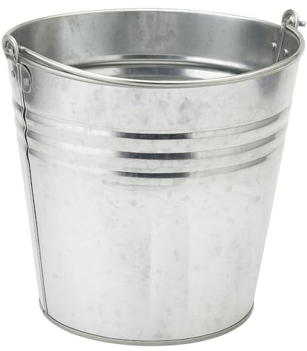 Heavy Duty 14 Litre Galvanised Steel Bucket - Durable Metal Pail with Handle for Cleaning, Gardening, Fireside, and Construction Use